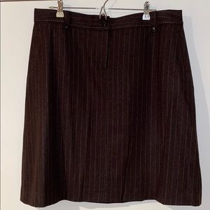 Wool Brown Pinstripe Pencil Skirt